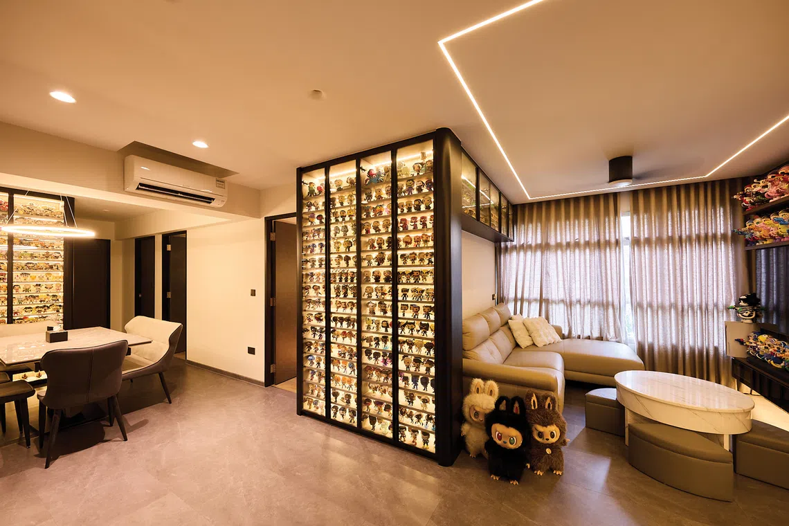 This family home’s palette is simple and monochromatic to better showcase the owners’ vast toy collection.