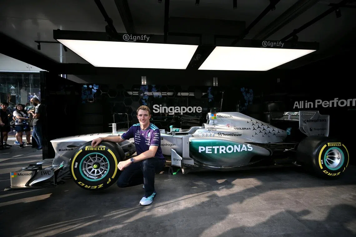 Mercedes reserve driver Fred Vesti, at adidas Brand Centre Orchard on Aug 29, 2026.