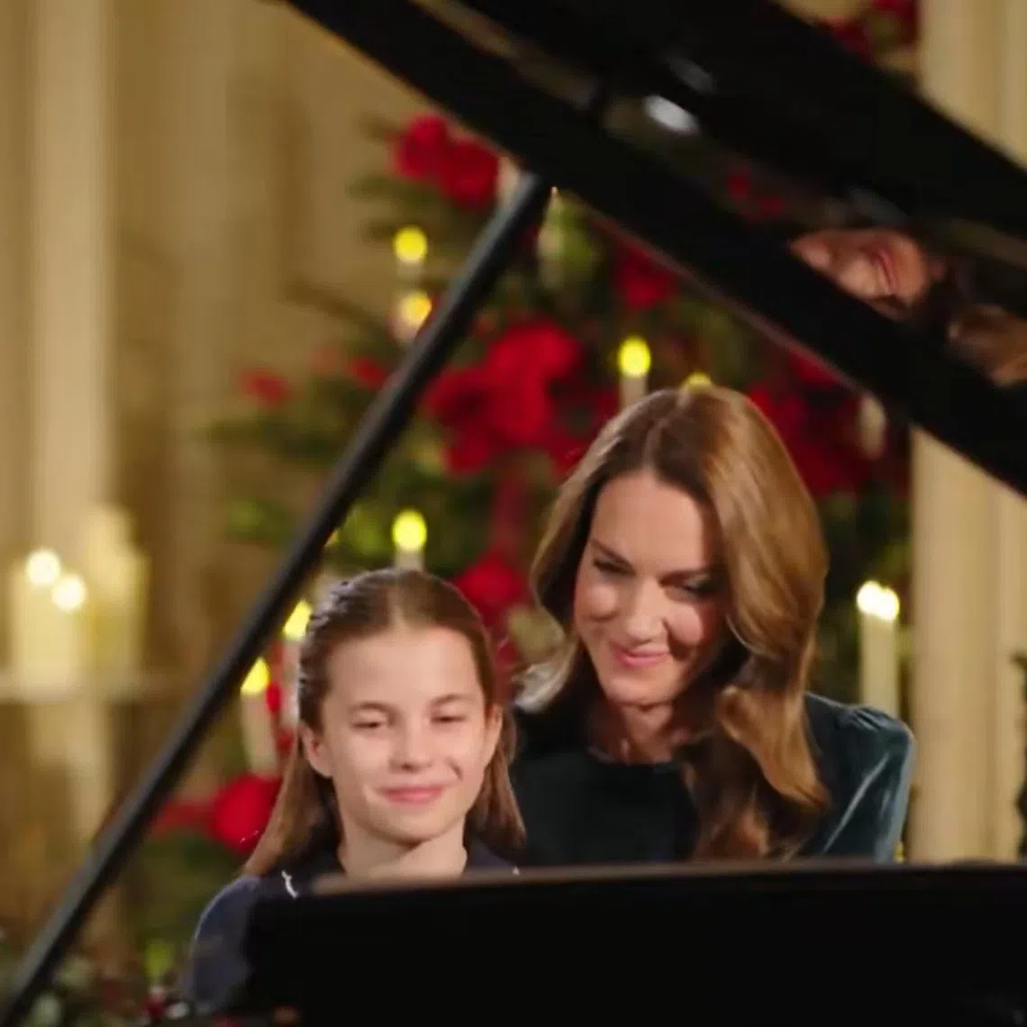Britain’s Princess Catherine (right) and her daughter Charlotte played an extract of a piece by Scottish composer Erland Cooper.