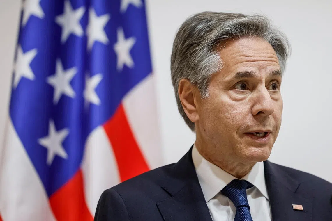 US Secretary of State Antony Blinken speaking during a press conference in Ukraine, on May 15, 2024. 