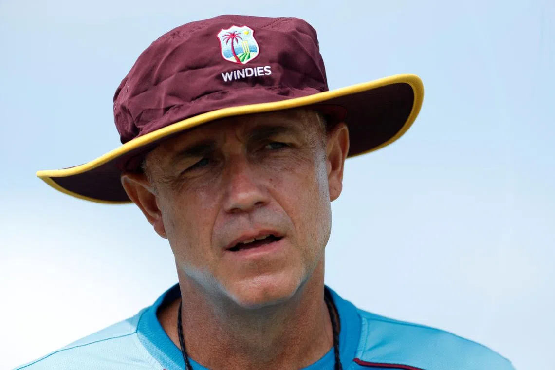 FILE PHOTO: Cricket - West Indies Nets - Sir Vivian Richards Stadium, North Sound, Antigua and Barbuda - January 30, 2019   West Indies Head Coach Richard Pybus talks to the media    Action Images via Reuters/Paul Childs/File Photo