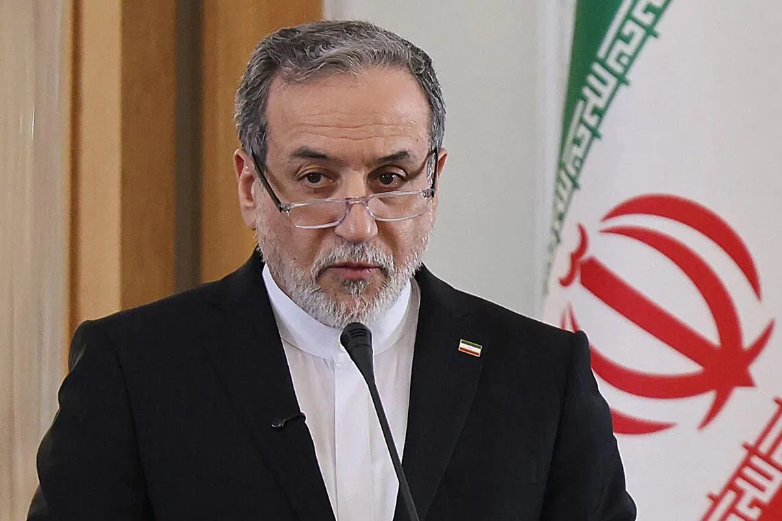 Iranian Foreign Minister Abbas Araghchi said all vessels can pass through the Strait of Hormuz except those at war with Tehran.
