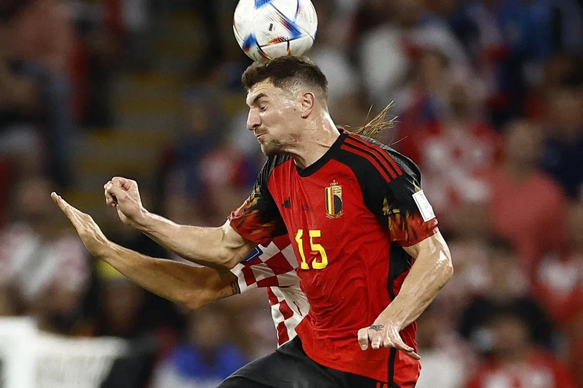 FILE PHOTO: Soccer Football - FIFA World Cup Qatar 2022 - Group F - Croatia v Belgium - Ahmad Bin Ali Stadium, Al Rayyan, Qatar - December 1, 2022 Belgium's Thomas Meunier in action REUTERS/Stephane Mahe/File Photo