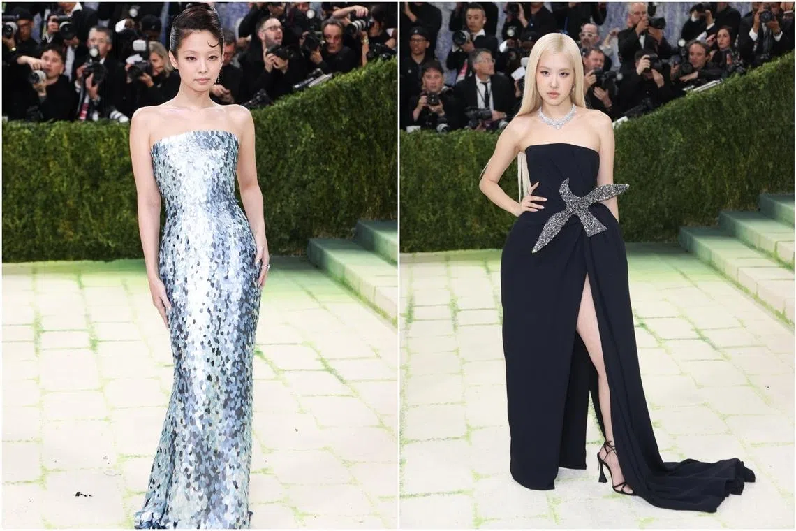 Blackpink’s Jennie (left) and Rose on the red carpet for the 2026 Met Gala.