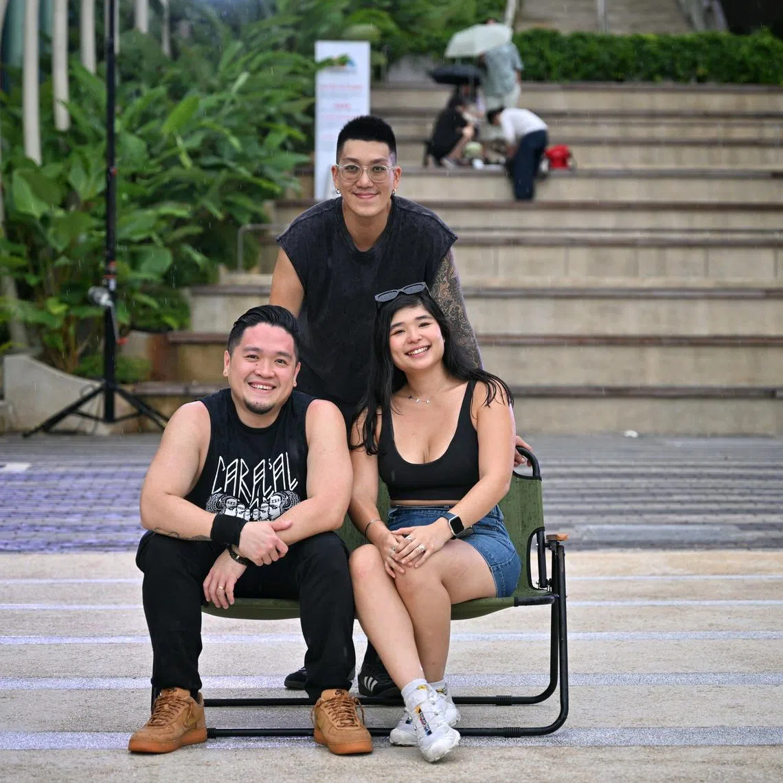 (Standing) Oliver Ow, 35, (seated from left) Jeremiah Lim, 37 and Lara Tay, 30.

Co founders of Ann Siang Sounds at Sentosa Sensoryscape on Aug 31, 2025.