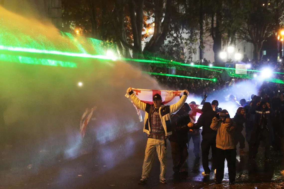 Opposition supporters protest, Tbilisi, December 1, 2024. REUTERS/Irakli Gedenidze