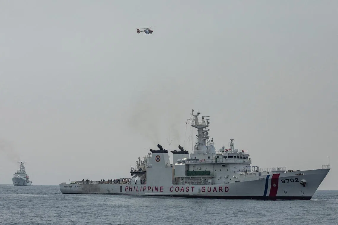 The exercise was part of the Philippines' first coast guard drills with defence allies the US and Japan, amid tensions with China.