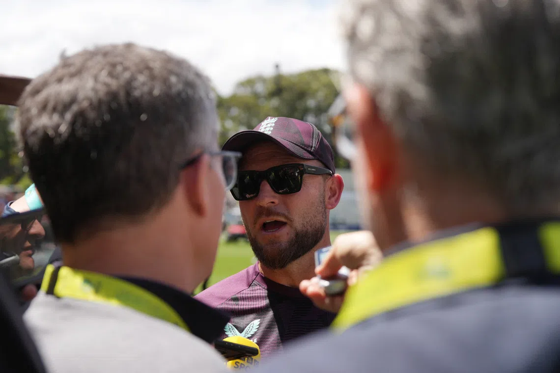 Cricket - The Ashes - Australia v England - Third Test - Adelaide Oval, Adelaide, Australia - December 21, 2025 England head coach Brendon McCullum talks to the media after the match REUTERS/Asanka Brendon Ratnayake