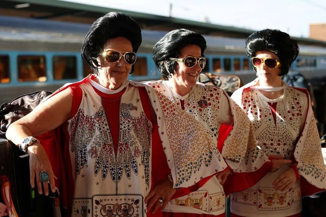 Elvis fans waiting to board the Elvis Express from Sydney's Central Station, heading to the country town of Parkes for the annual Parkes Elvis Festival, in Sydney, Australia, Jan 7, 2026. 