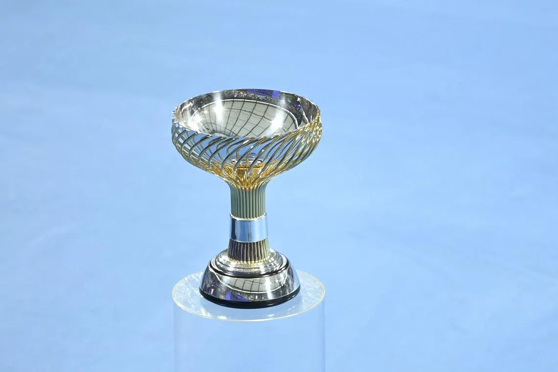 FILE PHOTO: Tennis - United Cup - Sydney Olympic Park, Sydney, Australia - January 6, 2023 General view of the United Cup trophy REUTERS/Jaimi Joy/File Photo