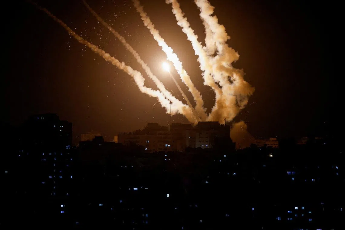 Rockets firing from Gaza into Israel, in Gaza on May 10.