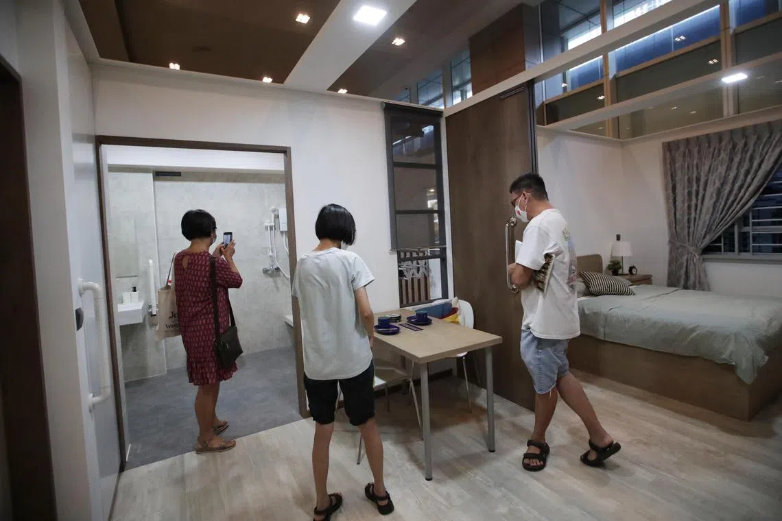 A mock-up of an assisted-living public housing project for seniors in Bukit Batok. 