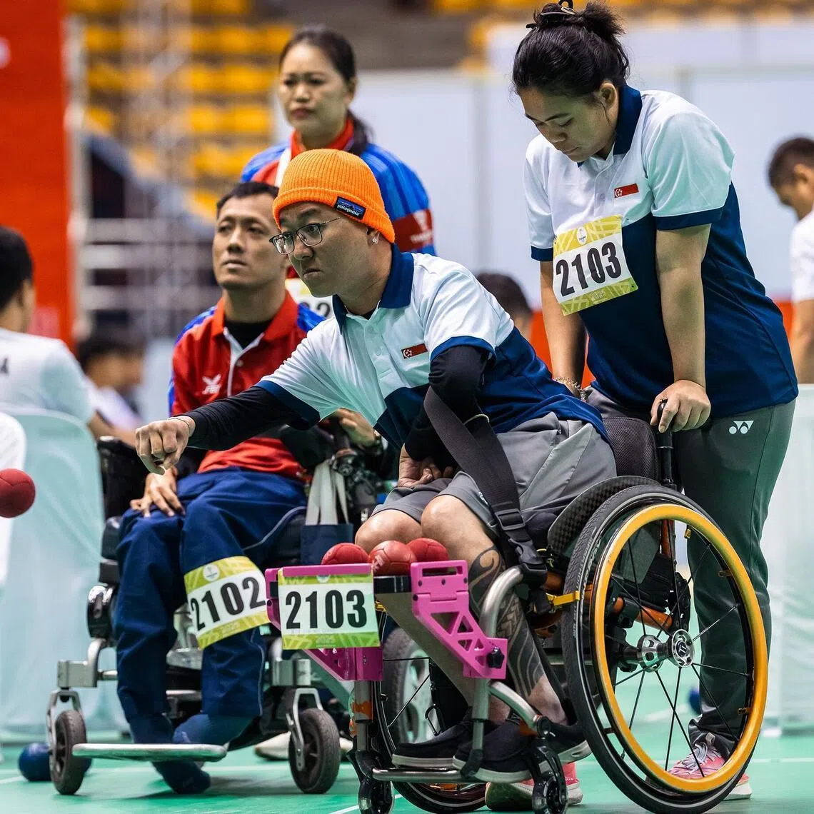 Former Paralympic sailor turned boccia athlete Jovin Tan clinches gold in the men's BC1 final against Thailand's Witsanu Huadpradit.