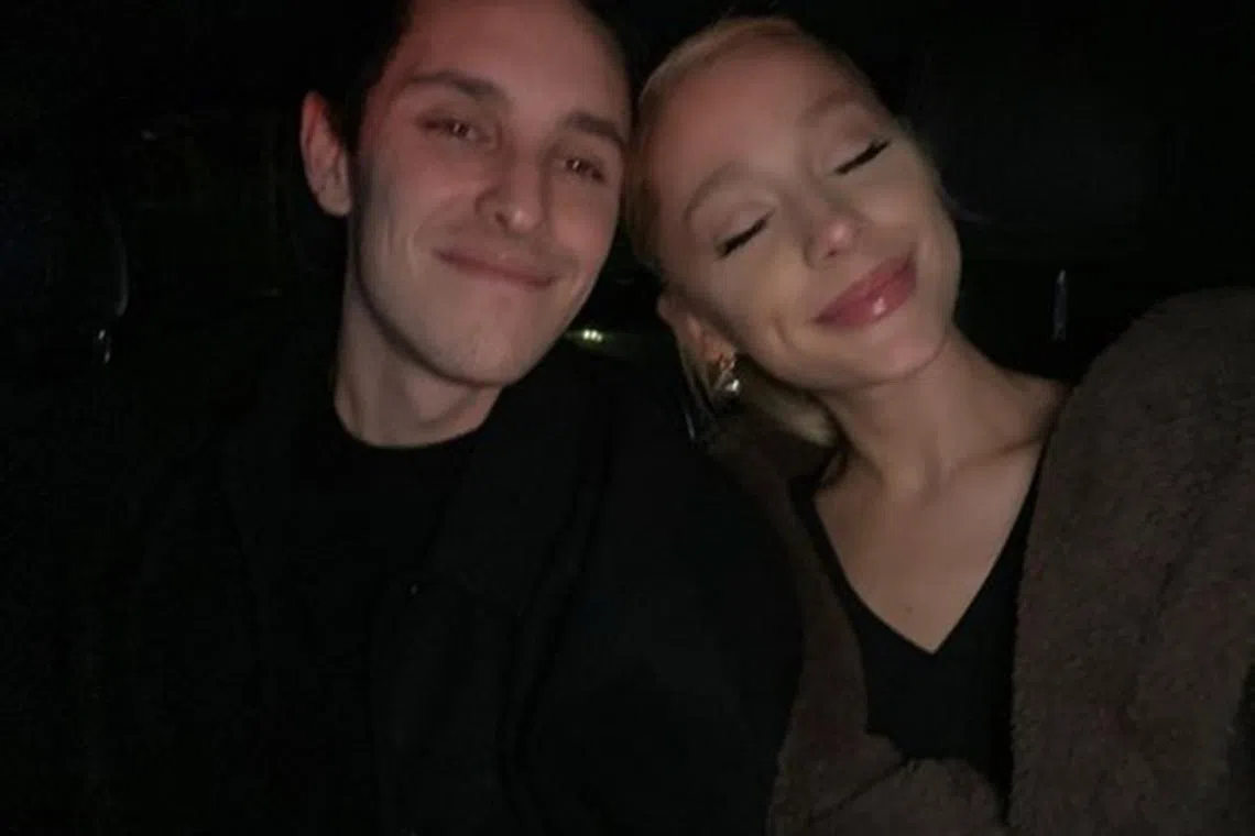Ariana Grande and her husband Dalton Gomez in a photo posted on social media on Nov 29, 2022.