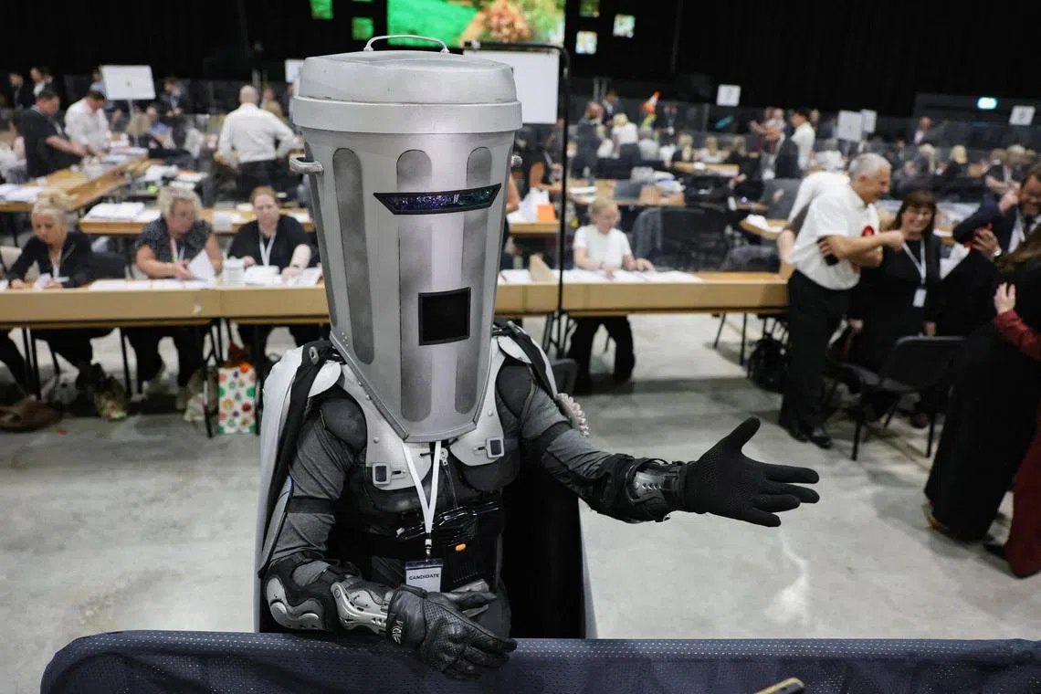 Count Binface, a figure created by comedian Jonathan Harvey, has run against three prime ministers over the last decade to poke fun at them while, he says, celebrating democracy.