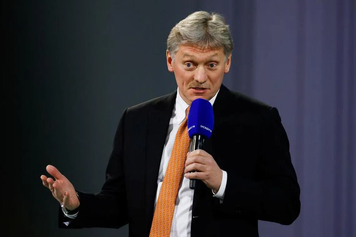 FILE PHOTO-Kremlin spokesman Dmitry Peskov attends an annual end-of-year news conference of Russian President Vladimir Putin, in Moscow, Russia, December 23, 2021. REUTERS/Evgenia Novozhenina/File Photo