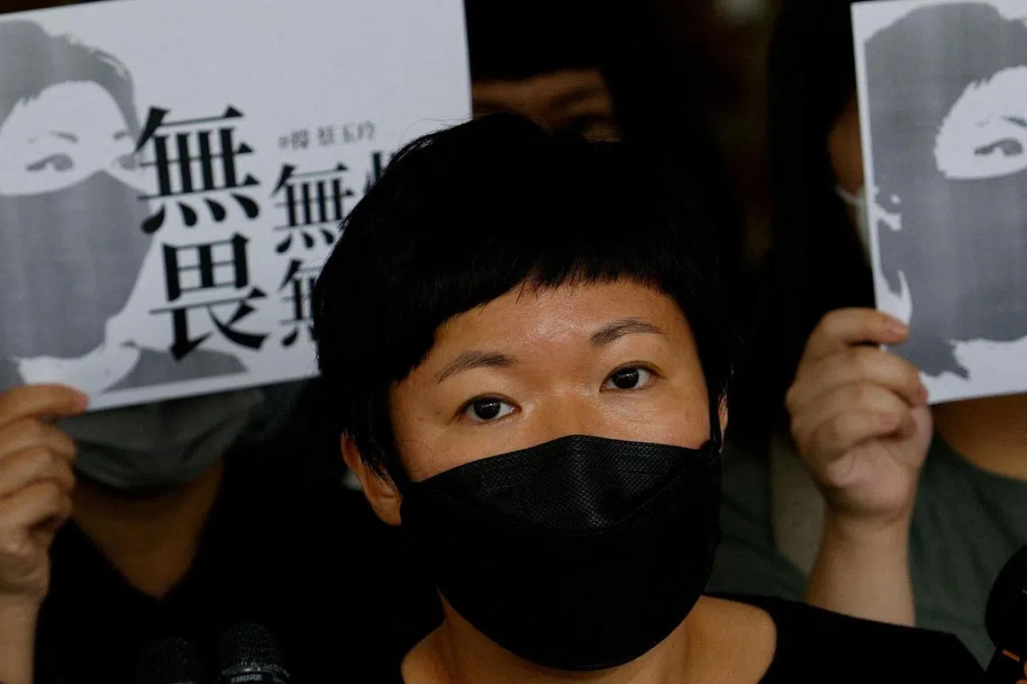 FILE PHOTO: Hong Kong journalist Bao Choy Yuk-Ling speaks to the media after losing an appeal against conviction for using car registration database while making a documentary on 2019 protests in Hong Kong, China November 7, 2022. REUTERS/Tyrone Siu/File Photo