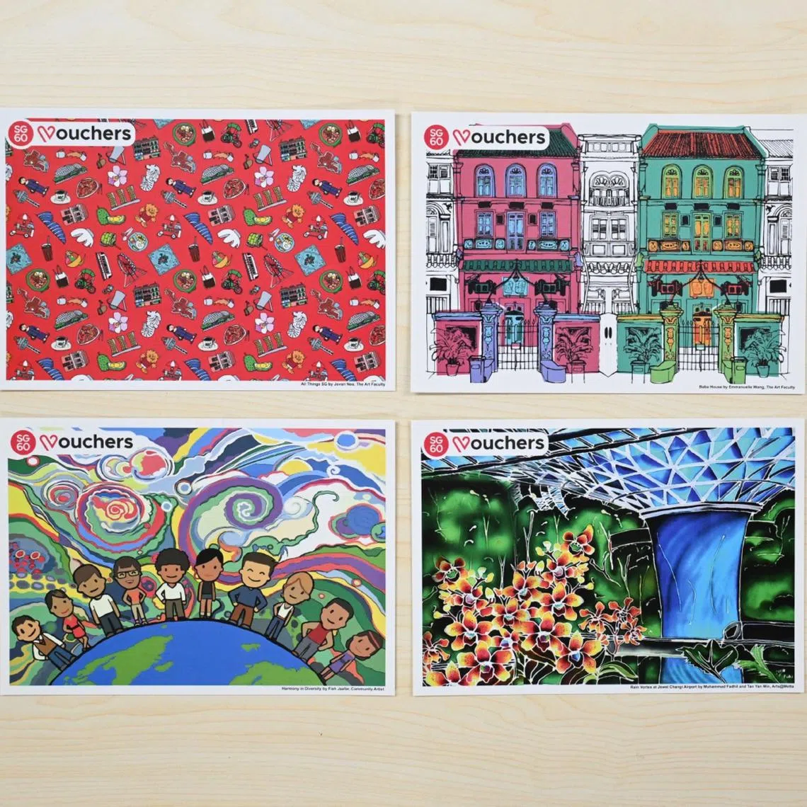 The vouchers can be used at over 23,000 hawkers and heartland merchants, as well as eight supermarket chains with 400 outlets across the island.