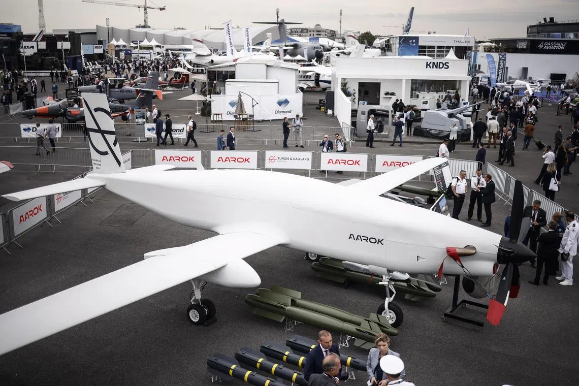 Turgis and Gaillard's Aarok drone on display at the International Paris Air Show.
