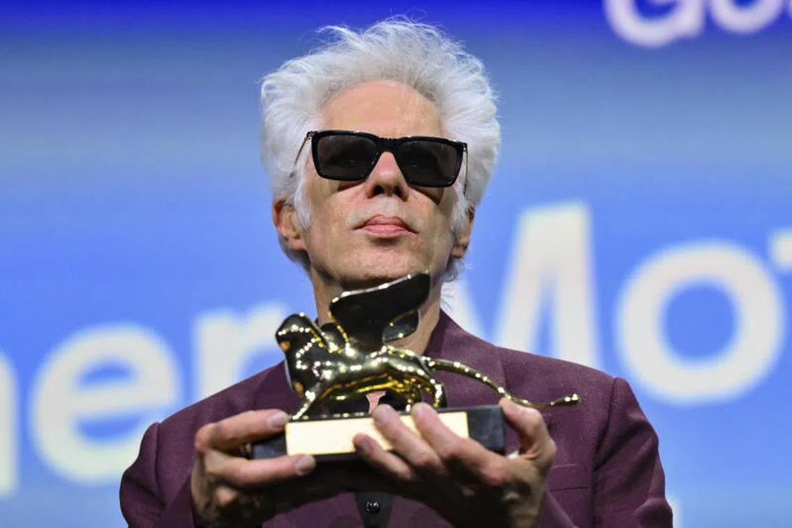 US director Jim Jarmusch receiving the Golden Lion during the closing and awards ceremony of the Venice Film Festival.