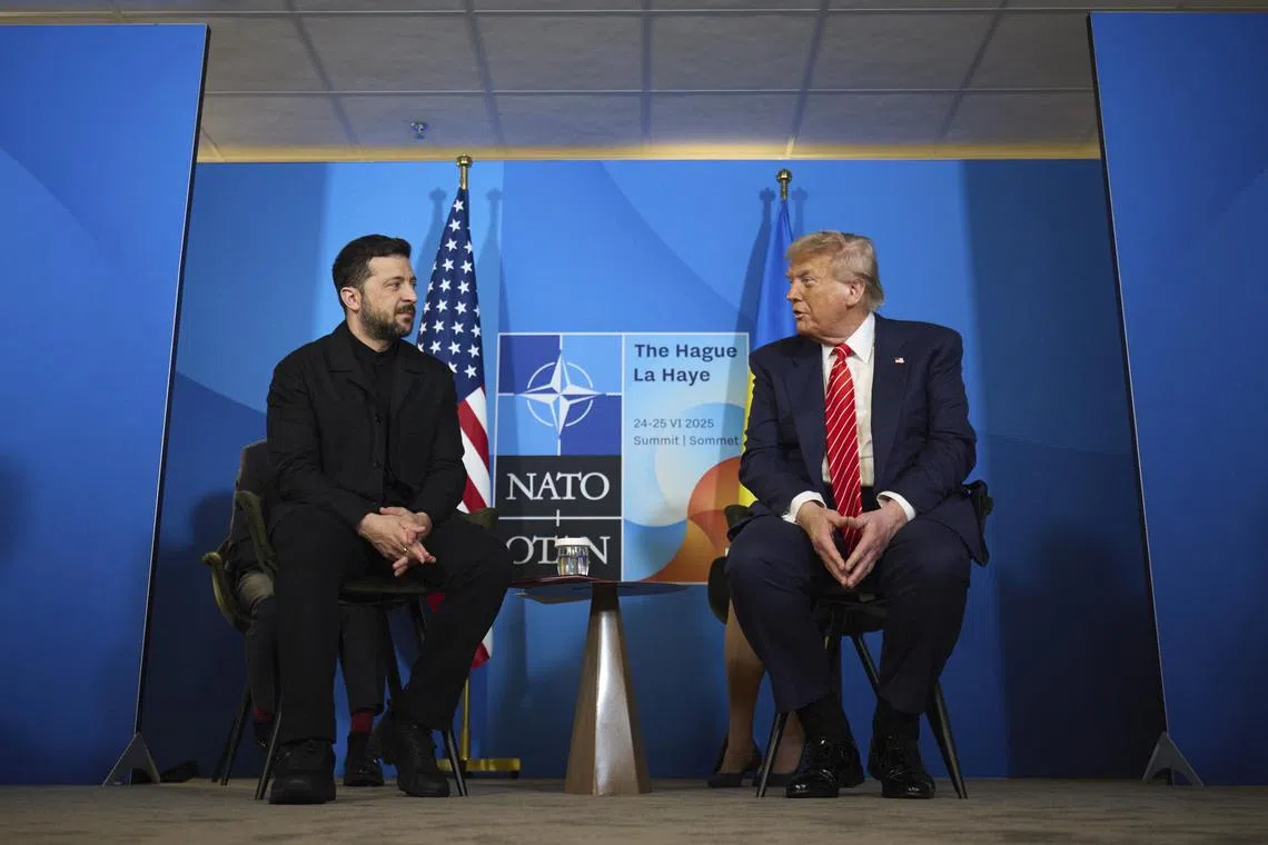 Ukrainian President Volodymyr Zelensky (left) issued his call a day after US President Donald Trump said Washington would send more weapons to Ukraine.