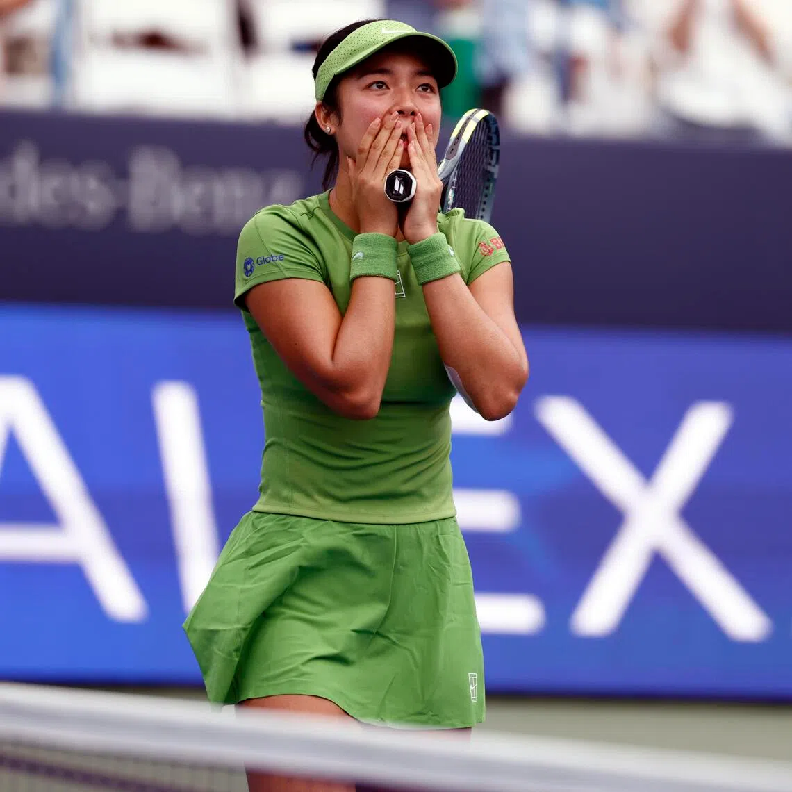 Alexandra Eala of the Philippines reacting after defeating Japan’s Naomi Osaka of Japan during their WTA Washington Open semi final on Aug 1.