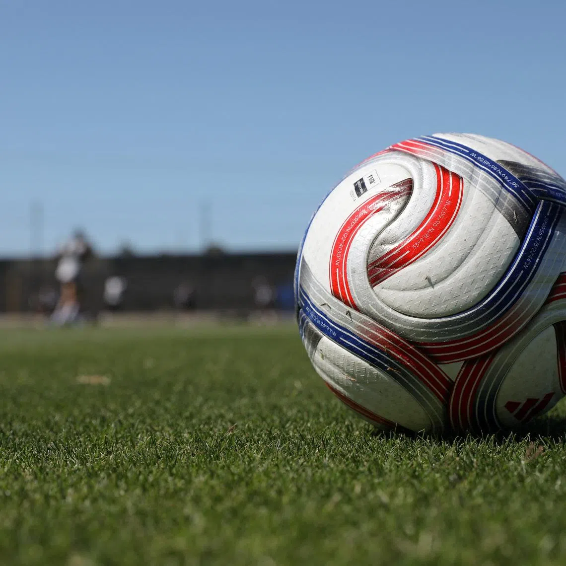 A soccer ball sits on a field during San Jose Earthquakes training in San Jose, California, U.S., June 29, 2026. REUTERS/Nathan Frandino