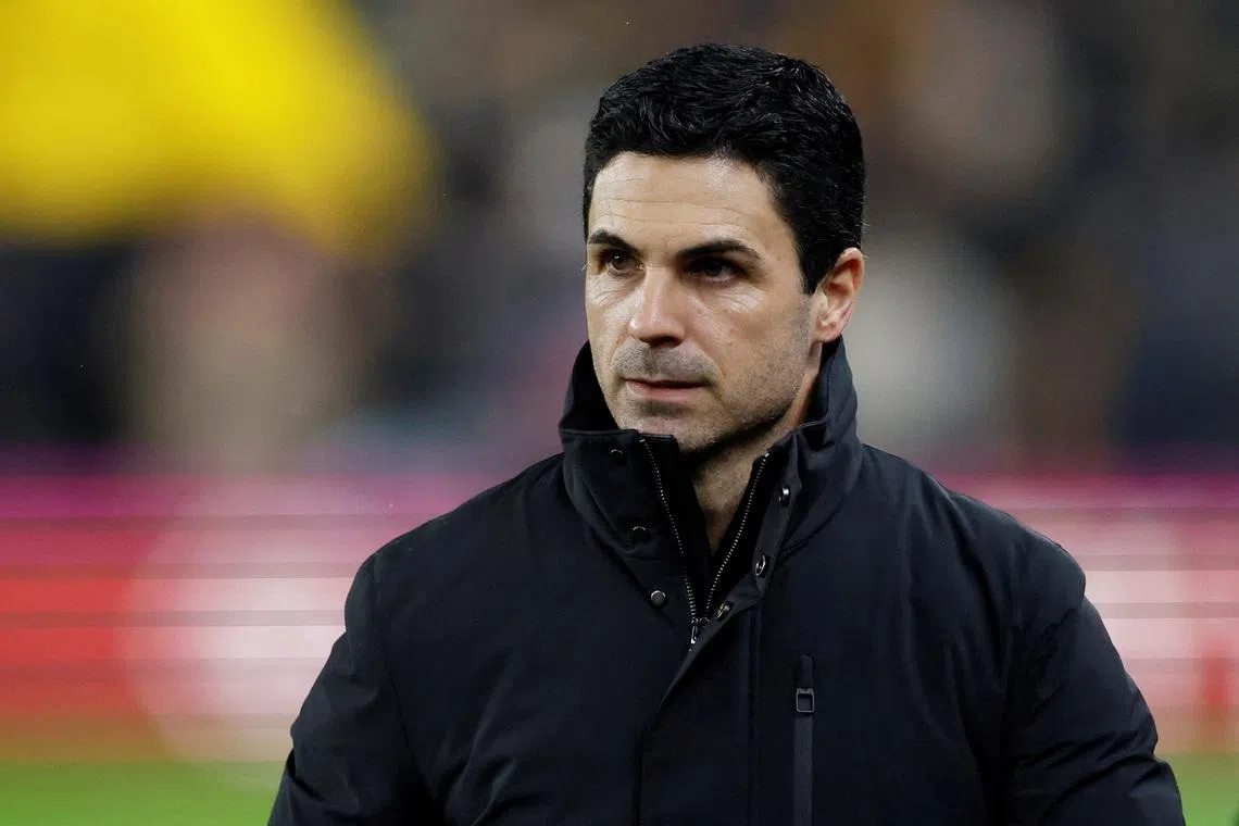 FILE PHOTO: Soccer Football - Premier League - Wolverhampton Wanderers v Arsenal - Molineux Stadium, Wolverhampton, Britain - February 18, 2026  Arsenal manager Mikel Arteta before the match Action Images via Reuters/Peter Cziborra/File Photo