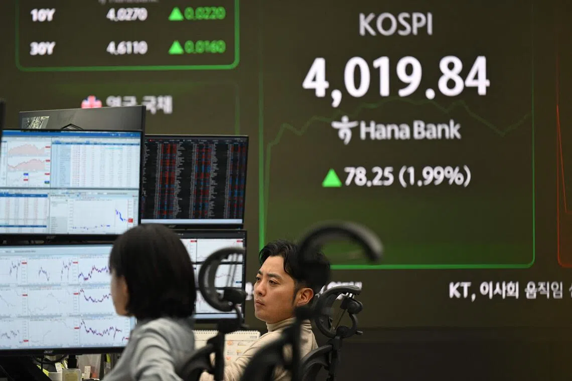 South Korea's benchmark stock gauge continued its blistering rally on Oct 27 to trade above the symbolic 4,000 level for the first time ever.