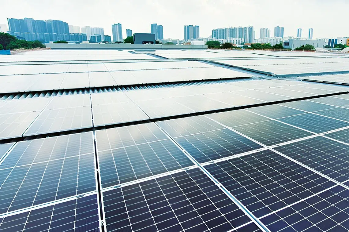 Solar panels on top of the Cycle & Carriage Pandan Loop Service Centre.
