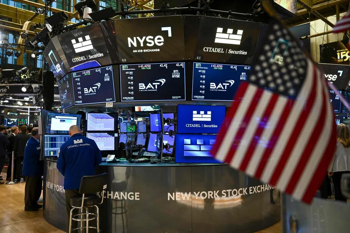 Traders working on the floor of the New York Stock Exchange, in New York City.