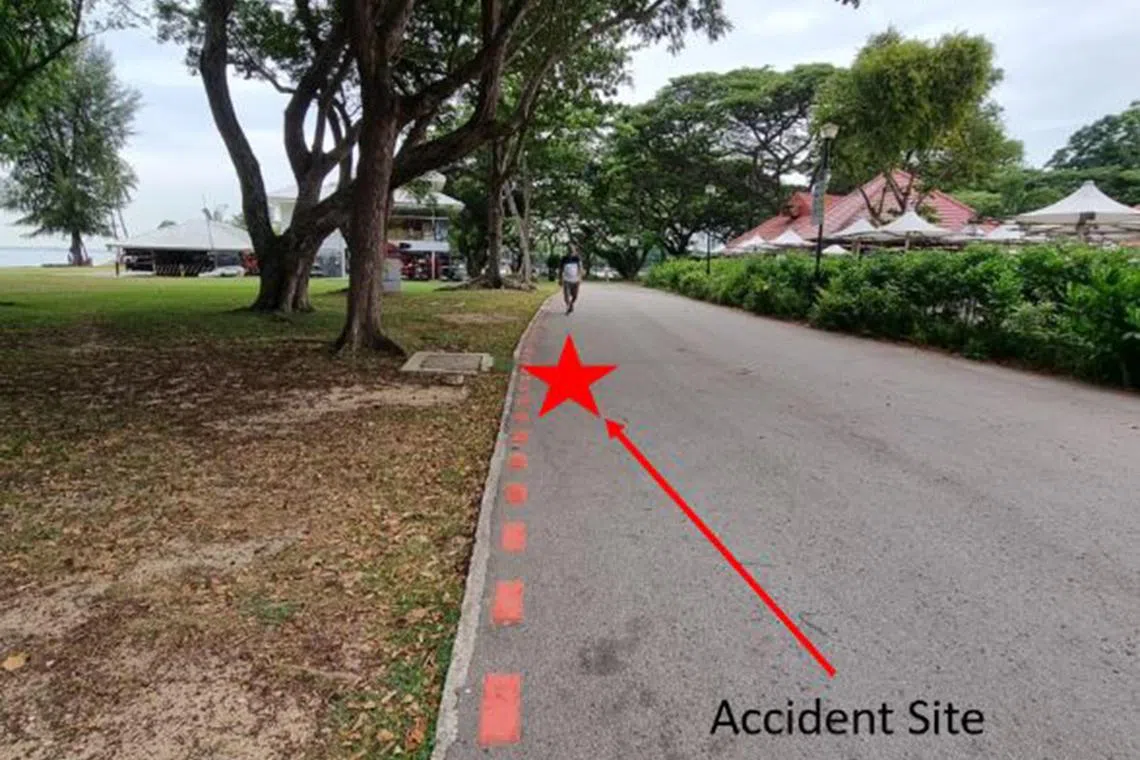 After finishing lunch at East Coast Lagoon Food Village on Sunday, Ms Jodi Lai and her family made their way home, walking first towards the Singapore Wake Park. But what was a leisurely stroll on a path used by both cyclists and pedestrians ended terribly when a fast-moving bicycle crashed on them