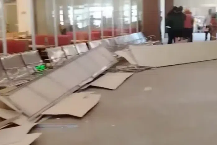 Seven injured after part of ceiling at Manila airport collapses