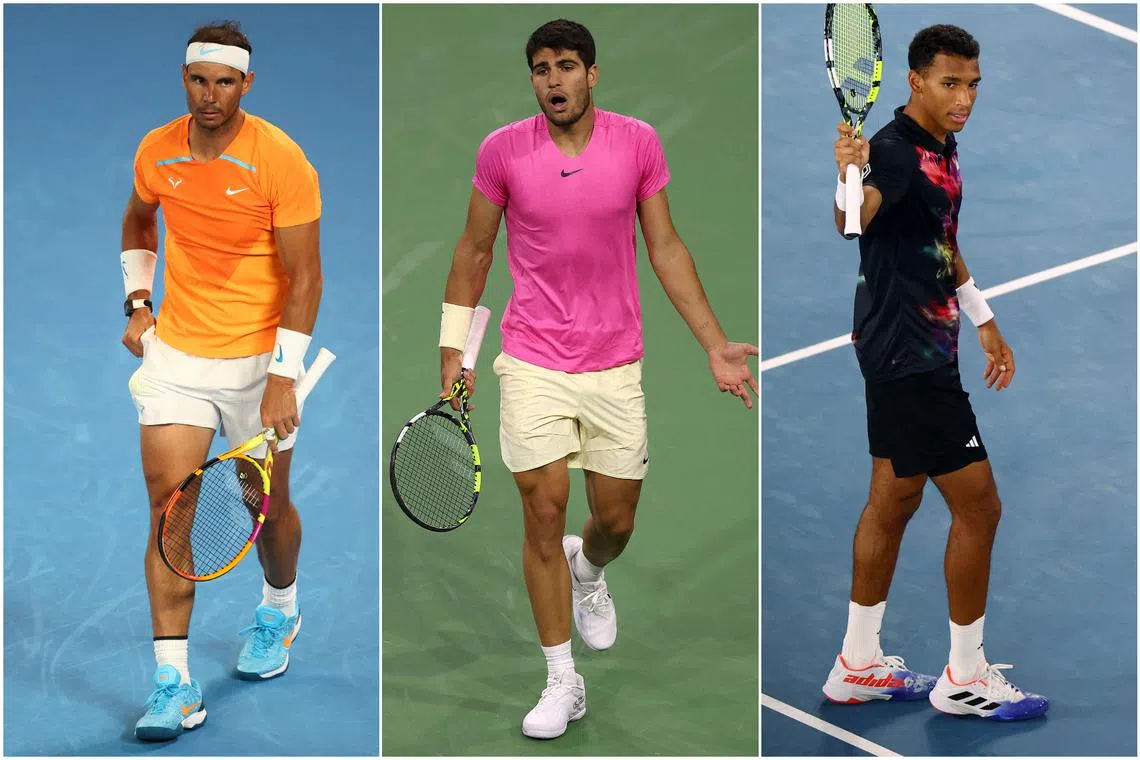 (From left) Rafael Nadal, Carlos Alcaraz and Felix Auger-Aliassime have pulled out of next week’s Monte-Carlo Masters.