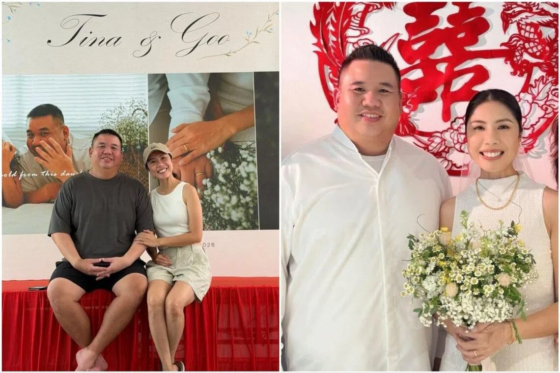 Mr Goo Kok Hwa and his bride, Ms Tina Lee held their wedding at the void deck of a Gangsa Road Housing Board block on May 23, 2026.