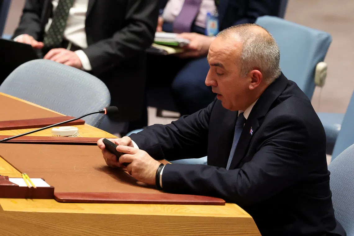 Cuba's Permanent Representative to the United Nations, Ernesto Soberon Guzman speaks during a UN Security Council meeting at the United Nations headquarters in New York, U.S., January 5, 2026. REUTERS/Brendan McDermid/File Photo