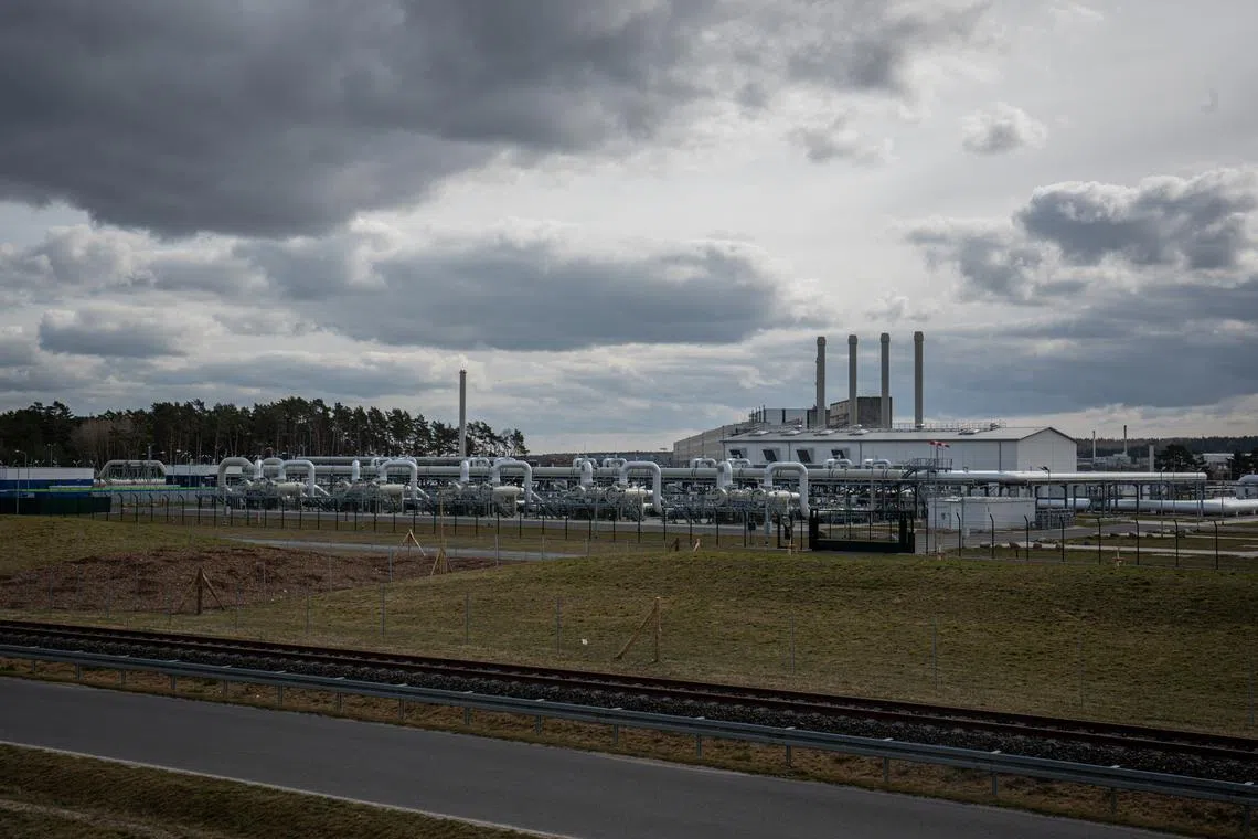 The Nord Stream 2 gas pipeline, which would have linked Germany to Russia, in Lubmin, Germany, on April 1, 2021. 