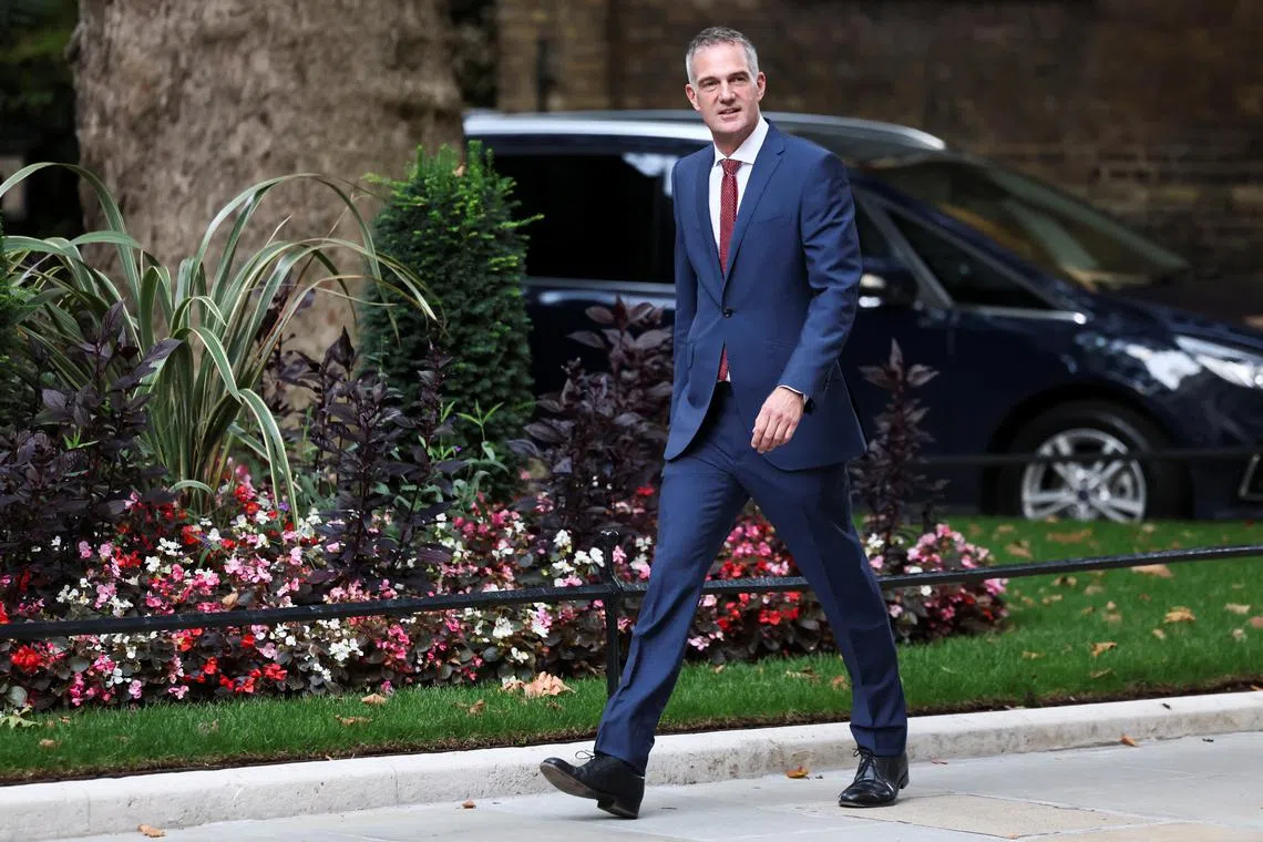 FILE PHOTO: MP Peter Kyle who has been appointed to the role of Business Secretary walks towards 10 Downing Street, as part of a reshuffle by the British government following the resignation of Deputy Prime Minister Angela Rayner in London, Britain, September 5, 2025. REUTERS/Jack Taylor/File Photo