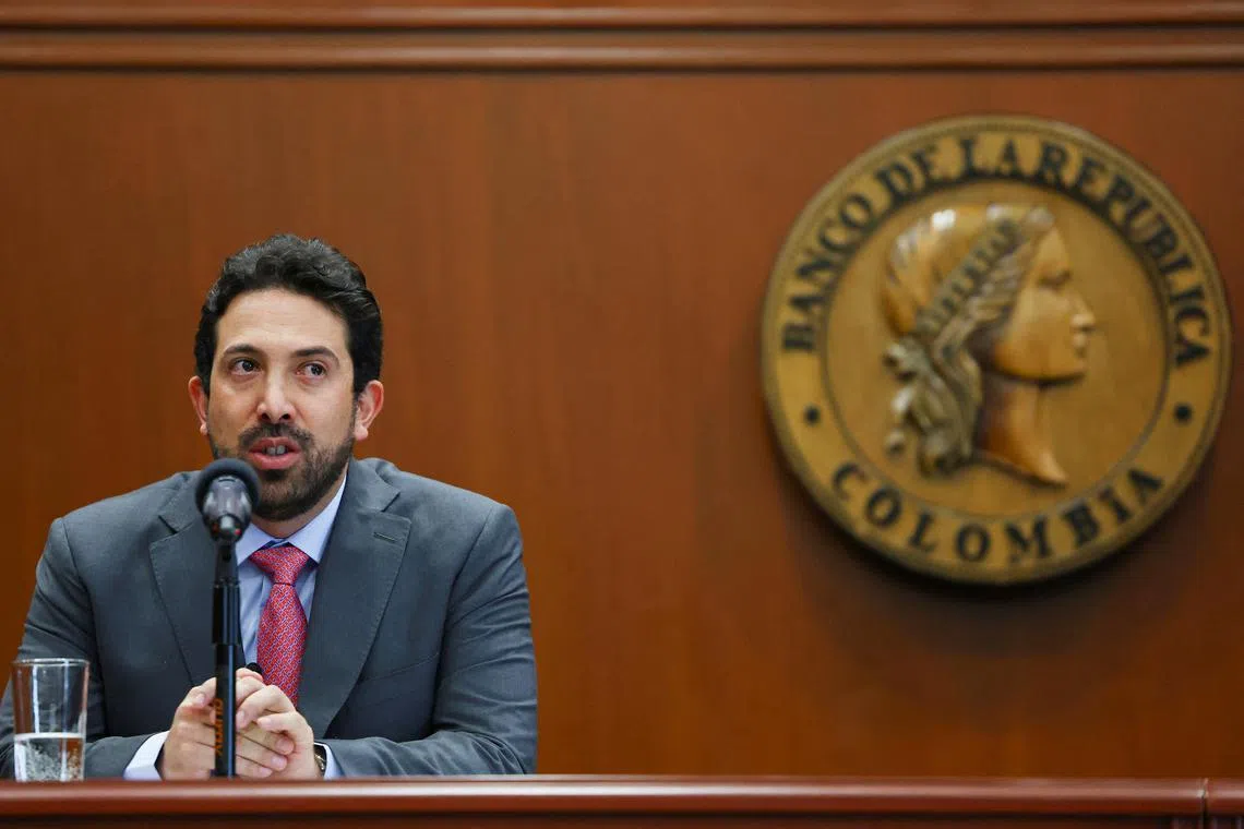 Diego Guevara, Colombian Minister of Finance and Public Credit, speaks during a press conference at the Central Bank of Colombia in Bogota, Colombia, January 31, 2025. REUTERS/Luisa Gonzalez/File Photo