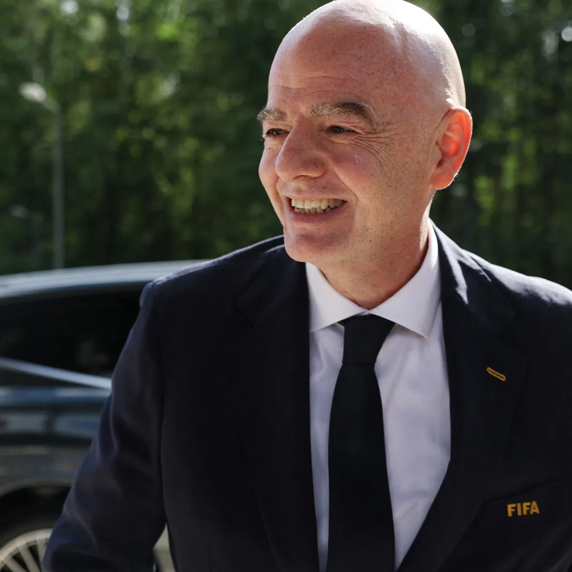 FIFA President Gianni Infantino arrives at the stadium before the FIFA Under-20 Women’s World Cup match between Poland and Argentina.