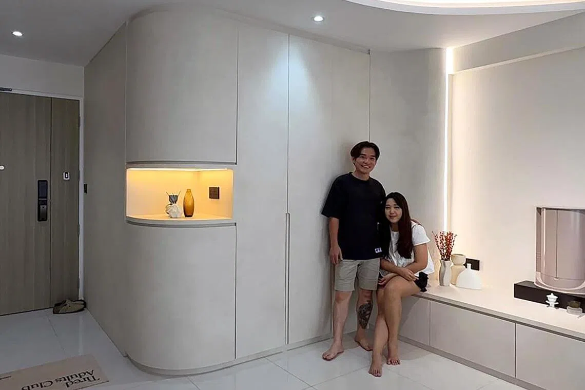 Melody, 31, and Zegna, 33, first-time homeowners of a five-room BTO flat.