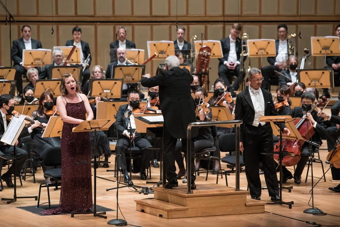 British soprano Keri Fuge and baritone Roderick Williams sing an adaptation of Bernard Hermann's Suite On Wuthering Heights with the Singapore Symphony Orchestra in 2022.