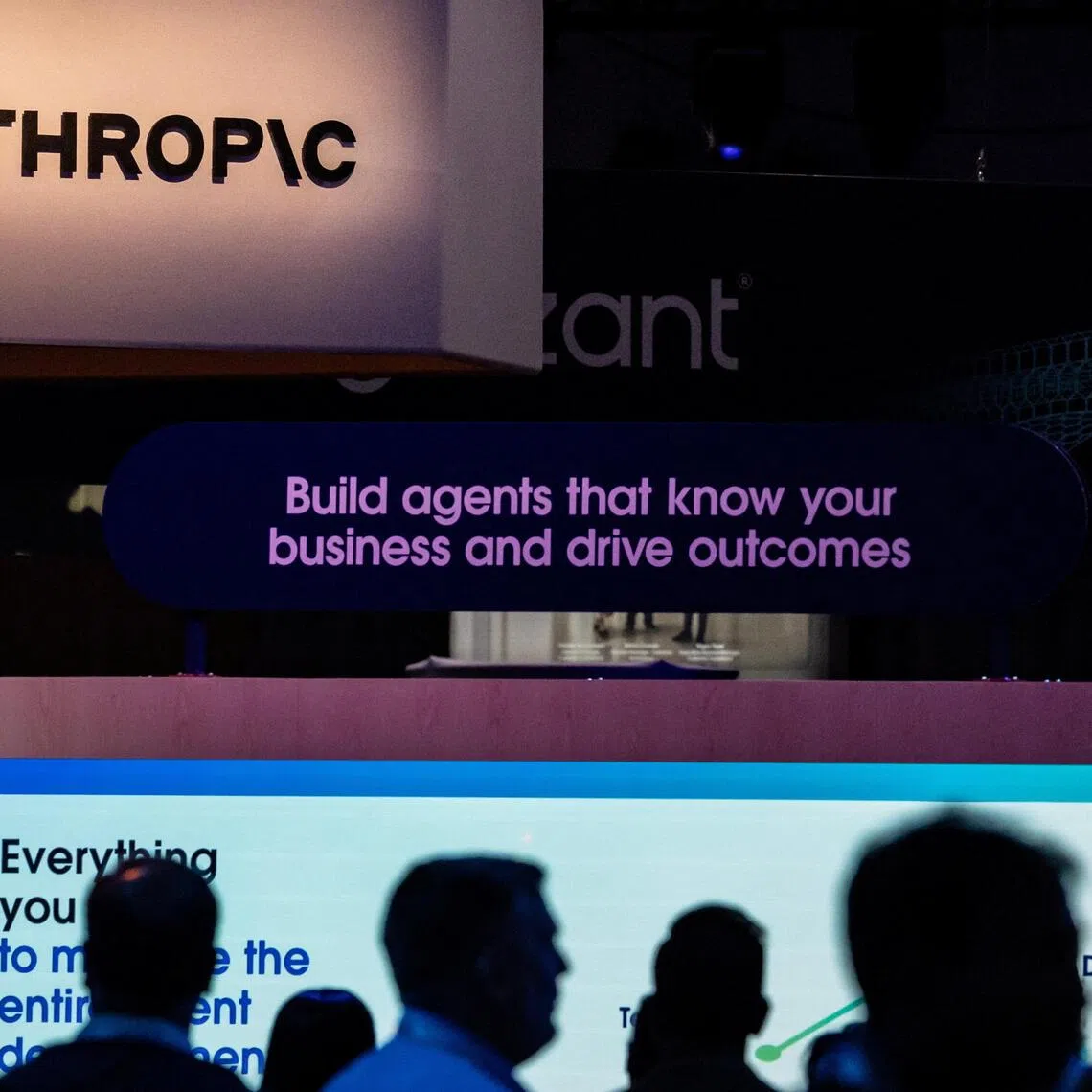 People visiting an Anthropic booth at the Moscone Center during the Dreamforce 2026 technology summit in San Francisco on Sept 17.