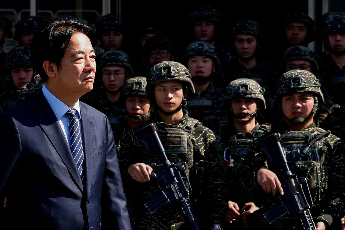 Taiwan's President Lai Ching-te pays a visit to Songshan airbase in Taipei, Taiwan March 21, 2025. REUTERS/Ann Wang