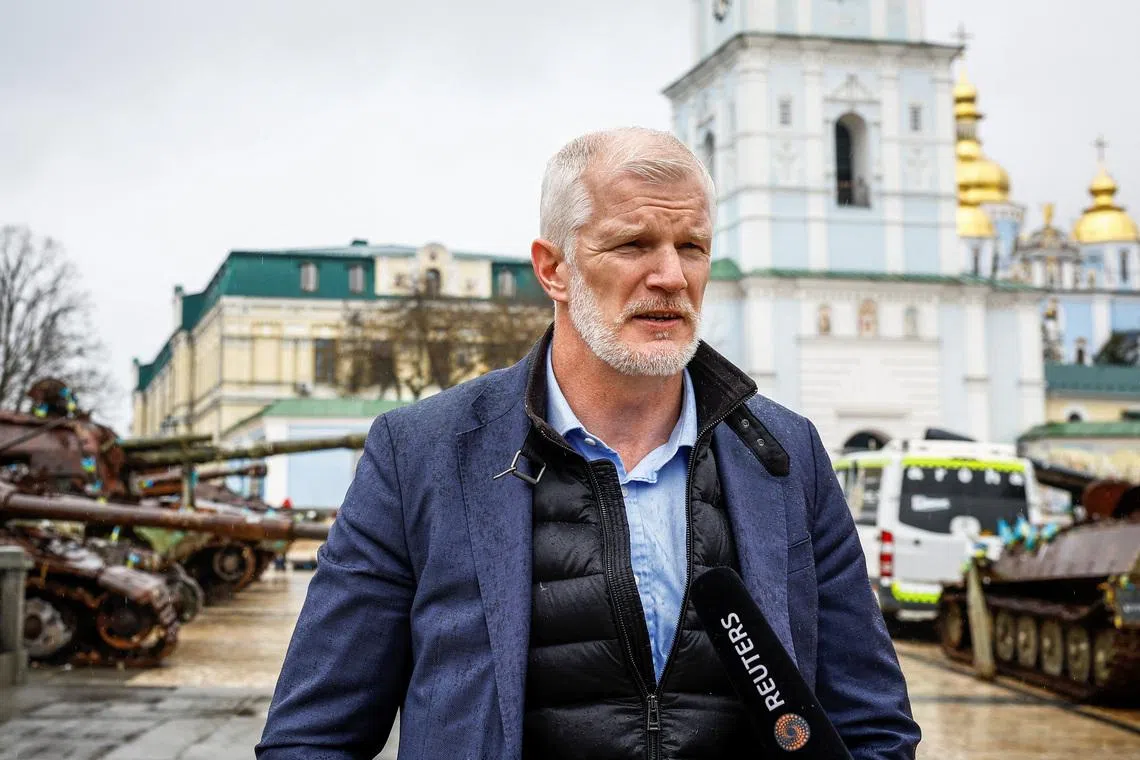 British Minister of State for Armed Forces Al Carns speaks during an interview with Reuters, amid Russia's attack on Ukraine, in Kyiv, Ukraine, April 10, 2026. REUTERS/Alina Smutko
