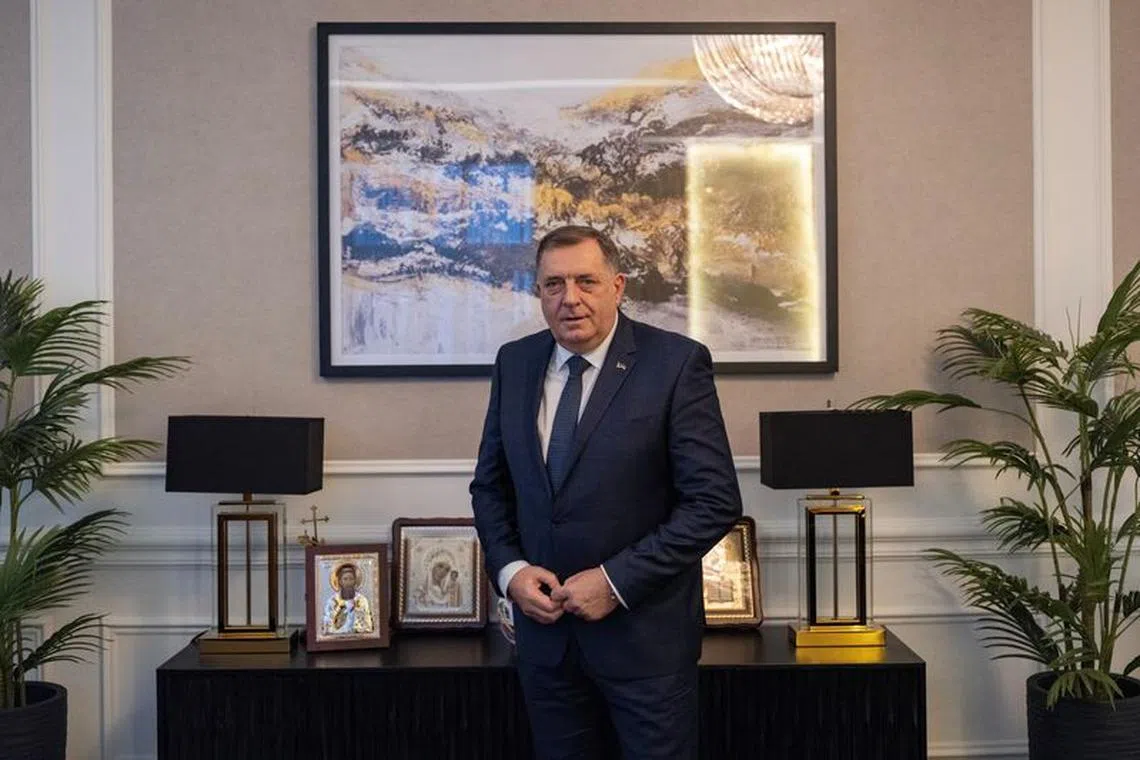 FILE PHOTO: President of Republika Srpska (Serb Republic) Milorad Dodik poses for a picture during an interview with Reuters in his office in Banja Luka, Bosnia and Herzegovina January 8, 2024. REUTERS/Marko Djurica