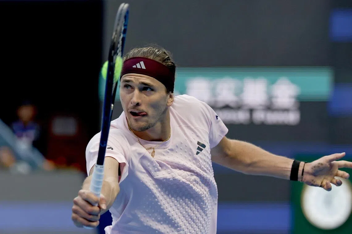Reigning French Open and US Open champion Alexander Zverev of Germany in action against Cameron Norrie of Britain during the China Open in Beijing on Oct 1.