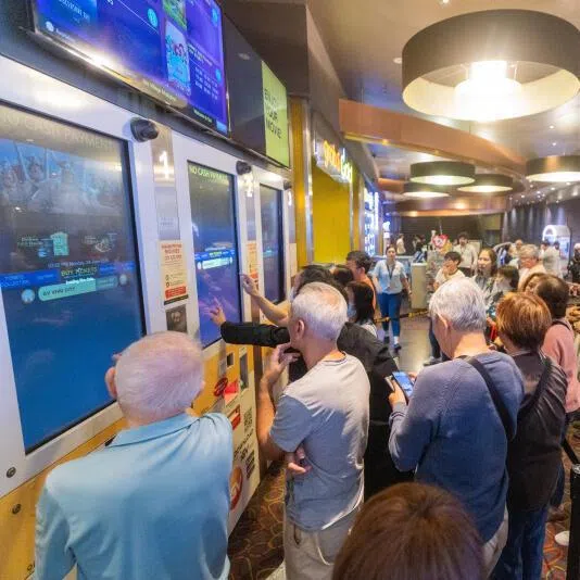 People queueing to buy tickets to additional Teochew-language screenings of Chinese film Dear You at Golden Village VivoCity on June 29.