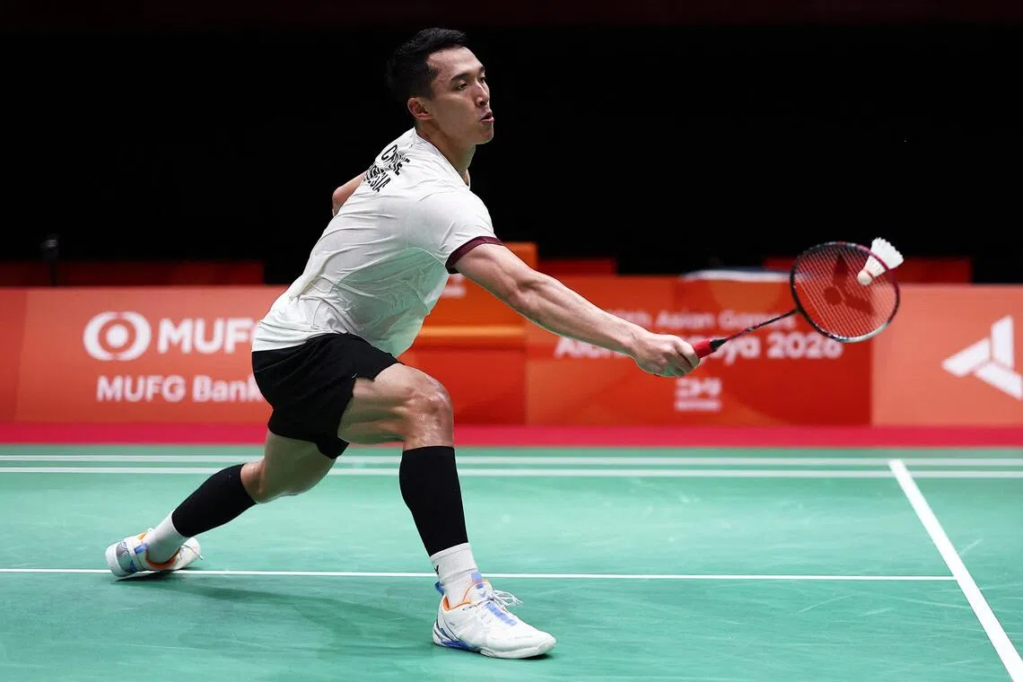 Indonesia’s Jonatan Christie may be badminton men’s singles world No. 1, but he has already lost two matches in the Asian Games men’s team event despite his country’s run to the final.
