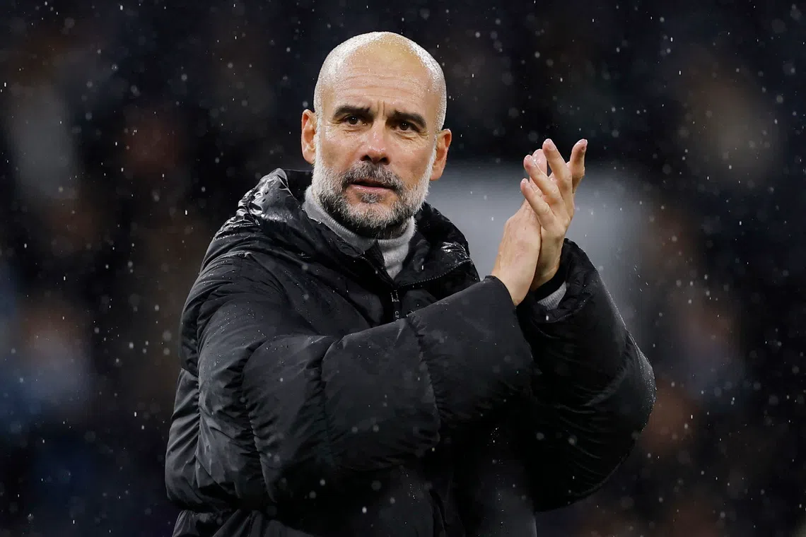 Soccer Football - Carabao Cup - Quarter Final - Manchester City v Brentford - Etihad Stadium, Manchester, Britain - December 17, 2025  Manchester City manager Pep Guardiola celebrates after the match Action Images via Reuters/Jason Cairnduff